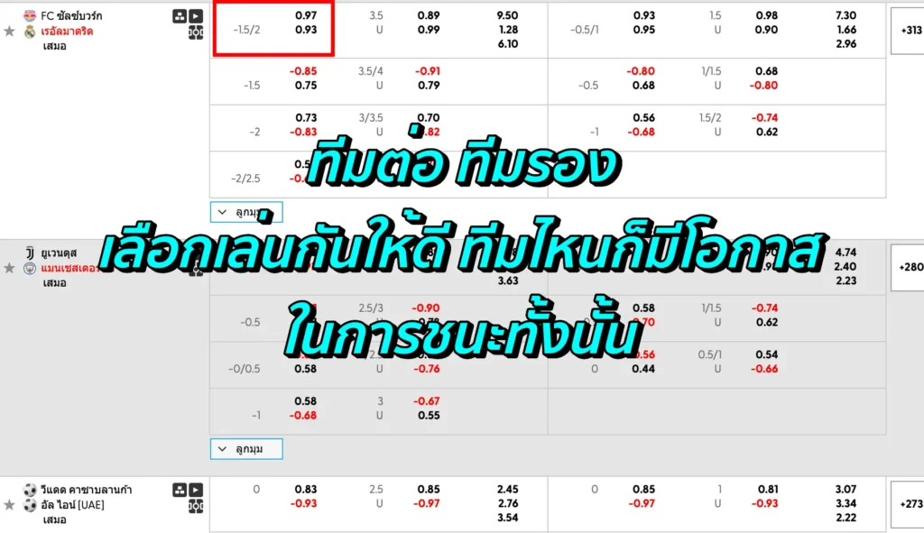 ทีมต่อ ทีมรอง
