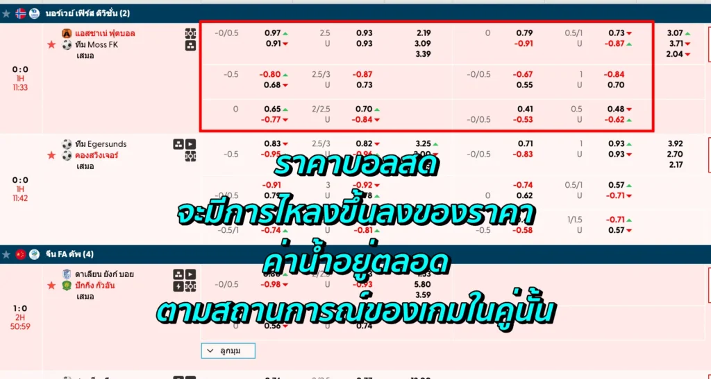ราคาบอลสด