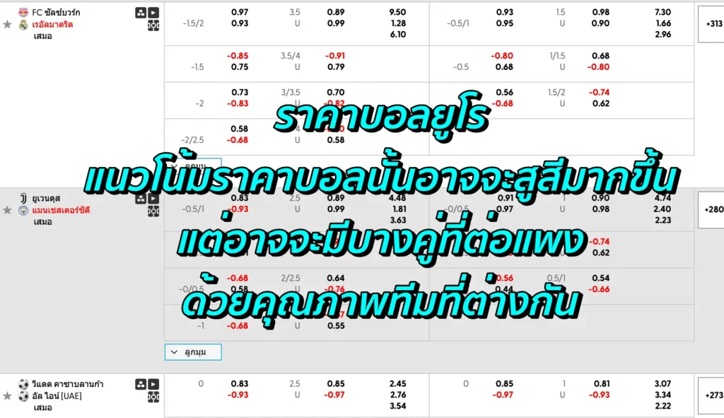 ราคาบอลยูโร